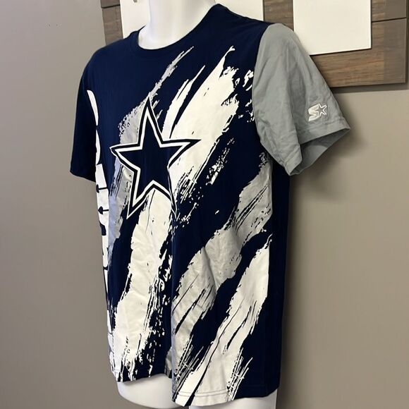 Starter Dallas Cowboys Navy Short Sleeve Crewneck T-shirt with Graphics- Medium - Picture 2 of 15
